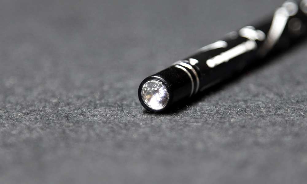 Bleistift Blockflöte schwarz mit Swarovski Stein